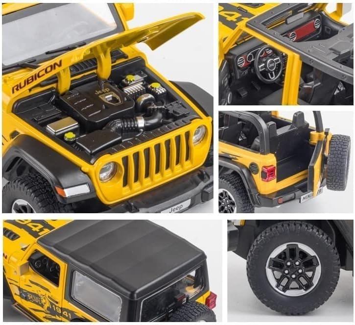 Big Size 1:24 Diecast Model Alloy Jeep Wrangler Rubicon 1941 Metal Pull Back with 6 Openable Doors & Sound Light Auto Toy car [20.5Cm *10.8Cm *10.5 Cm]