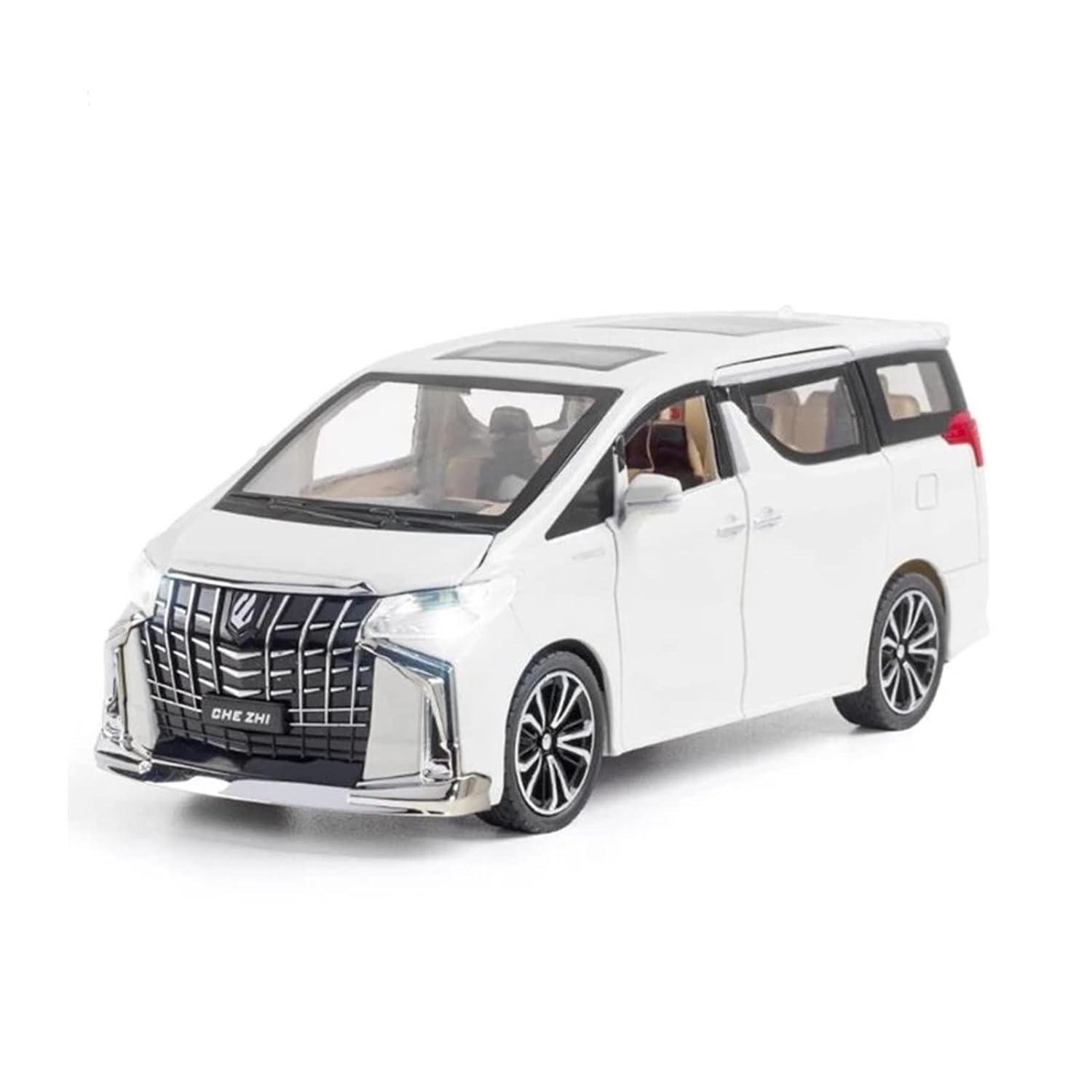 Big 1/24 Toyota Alphard Toy Car Metal Pull Back Diecast Car with Openable Door and Sound Light, Gifts Toys for Kids【 Multicolor 】[Size : 20.5Cm* 9Cm*7.5Cm]