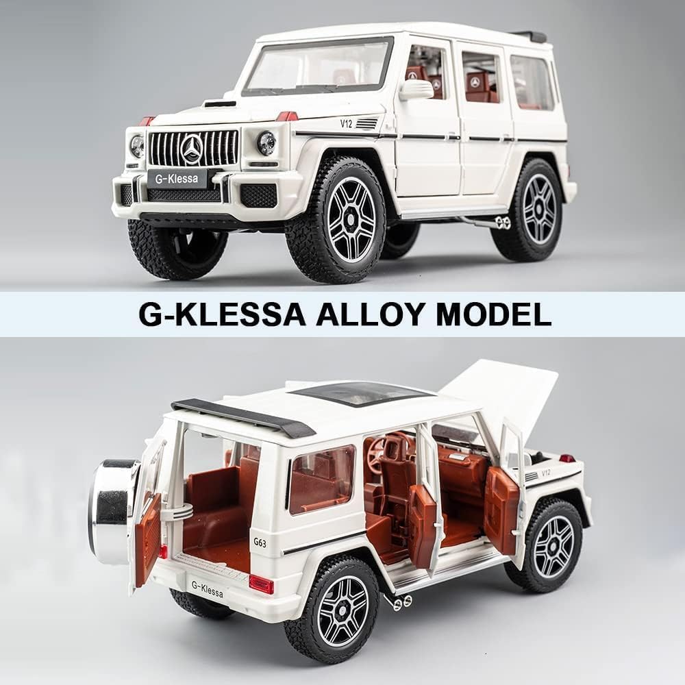 BIG SIZE MERCEDES BENZ G-KLESSA G-63 1:24 DIECAST METAL PULLBACK TOY CAR WITH OPENABLE DOORS & LIGHT, MUSIC BOYS CAR FOR KIDS BEST TOYS GIFTS TOYS FOR KIDS [SIZE:-22CM*9.3CM*8.5CM]【 MULTICOLOR 】