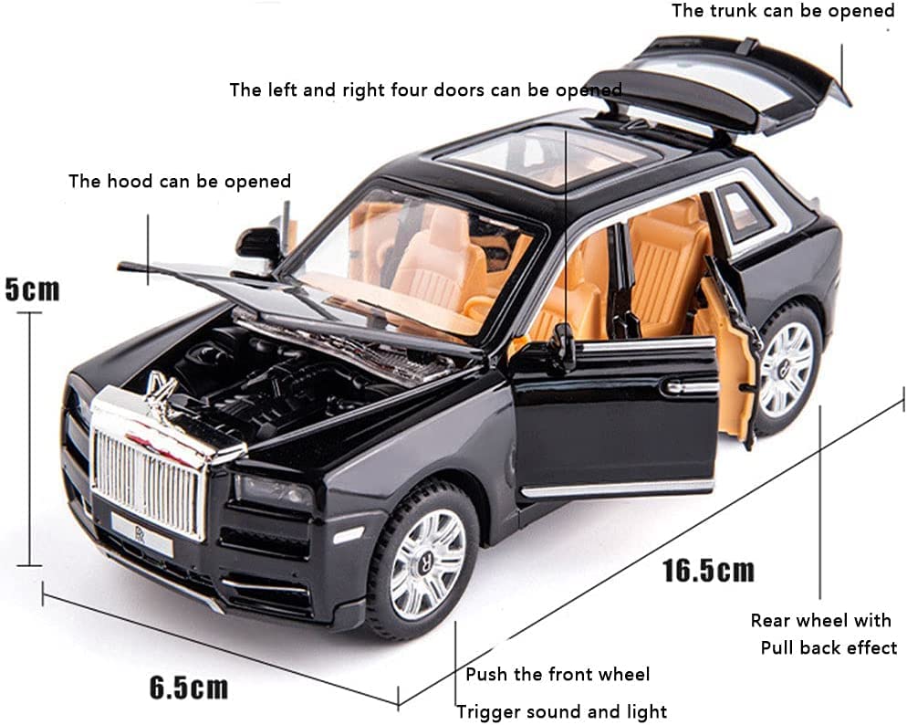 ROLLS ROYCE CULLINAN 1:32 DIECAST METAL PULLBACK TOY CAR WITH OPENABLE DOORS & LIGHT, MUSIC BOYS CAR FOR KIDS BEST TOYS GIFTS TOYS FOR KIDS [SIZE:-16CM*6.5CM*5CM]【 MULTICOLOR 】