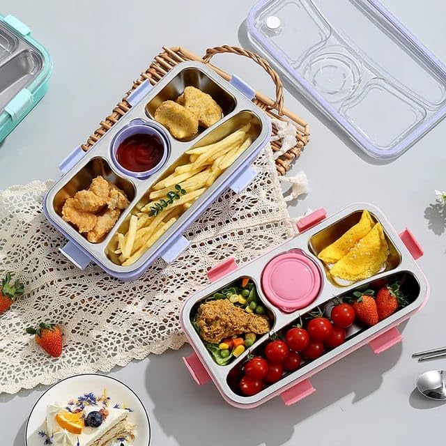 4 Compartment Airtight Tiffin Box With Bowl