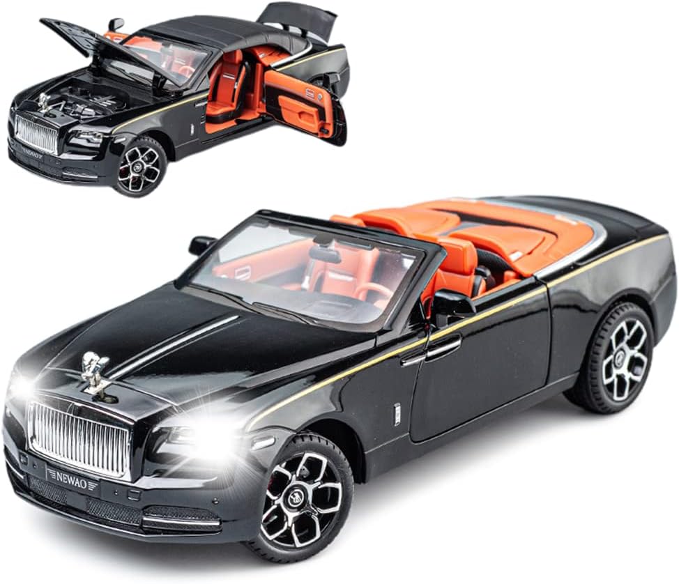 BIG SIZE ROLLS-ROYCE CONVERTIBLE SUPER SPORTS 1:24 DIECAST METAL PULLBACK TOY CAR WITH OPENABLE DOORS & LIGHT, MUSIC BOYS CAR FOR KIDS BEST TOYS GIFTS TOYS FOR KIDS [SIZE:-22.1CM* 8.2CM* 6.2CM]【 MULTICOLOR 】