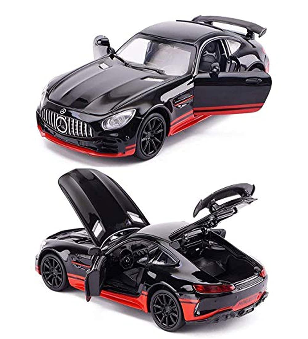 BIG SIZE MERCEDES BENZ AMG GTR 1:24 DIECAST METAL PULLBACK TOY CAR WITH OPENABLE DOORS & LIGHT, MUSIC BOYS CAR FOR KIDS BEST TOYS GIFTS TOYS FOR KIDS [SIZE:-21.5CM*8.7CM*6CM]【 MULTICOLOR 】