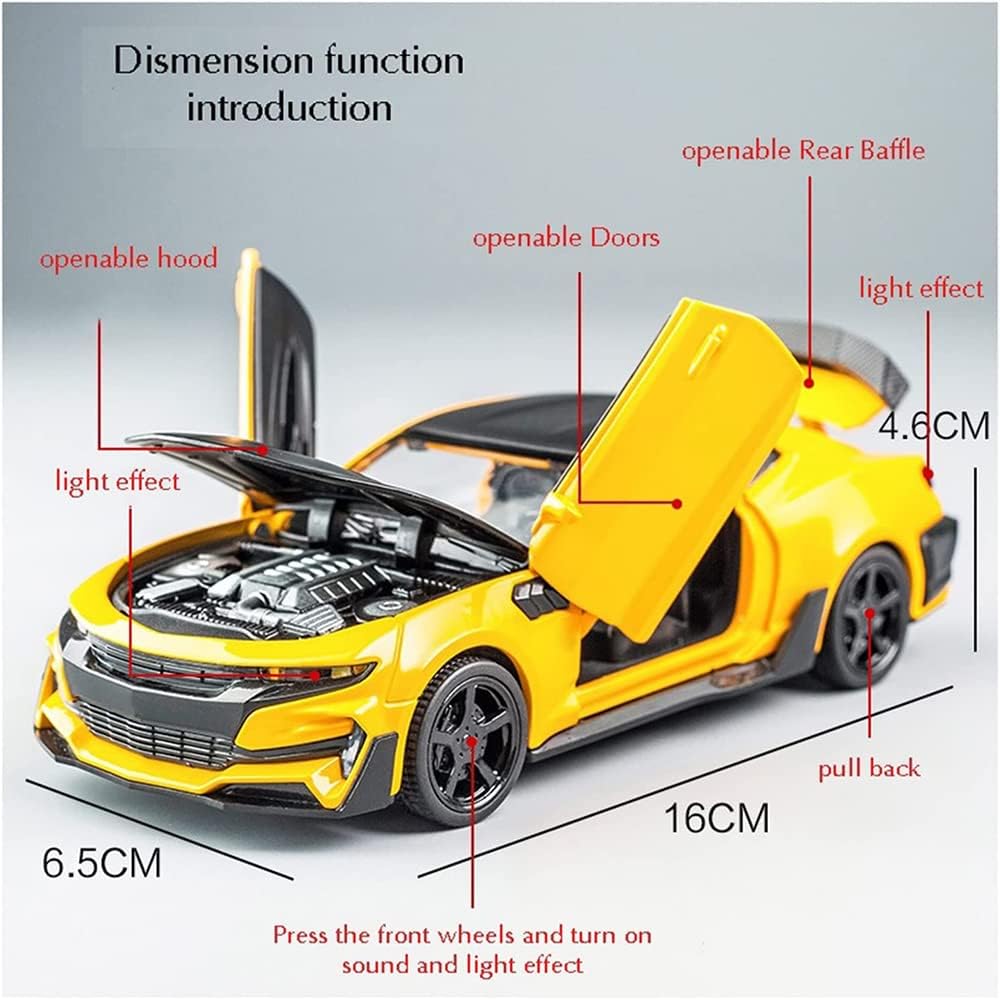 1:24 Die-Cast Bumblebee Pullback Toy Car For Kids Best Gifts Vehicle Toys For Kids Sound And Light Pull Back Cars Toys (Multicolor, Pack Of: 1)