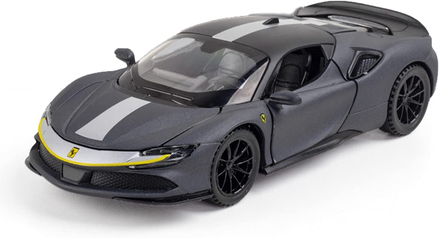 FERRARI SF90 1:32 DIECAST METAL PULLBACK TOY CAR WITH OPENABLE DOORS & LIGHT, MUSIC BOYS CAR FOR KIDS BEST TOYS GIFTS TOYS FOR KIDS [SIZE:-15.2CM*6.5CM*3.5CM]【 MULTICOLOR 】