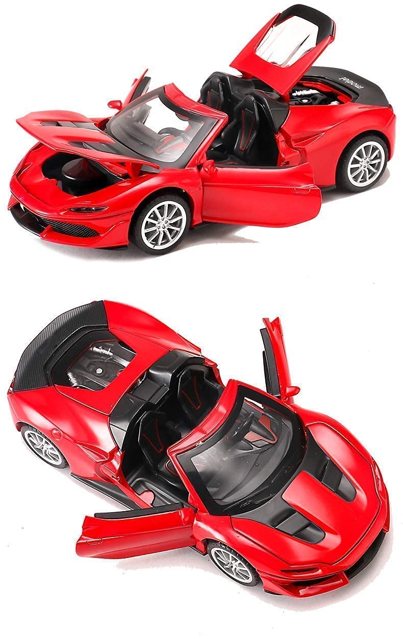 FERRARI J50 1:32 DIECAST METAL PULLBACK TOY CAR WITH OPENABLE DOORS & LIGHT, MUSIC BOYS CAR FOR KIDS BEST TOYS GIFTS TOYS FOR KIDS [SIZE:-16CM*6.5CM*4CM]【 MULTICOLOR 】