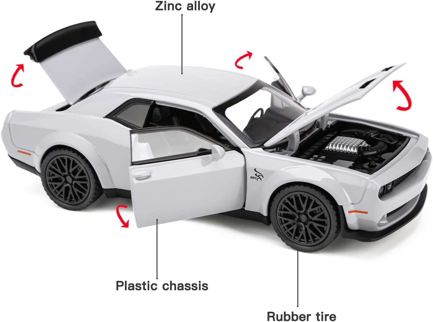 Dodge Challenger Hellcat Scale Model Diecast Metal Car - All Size