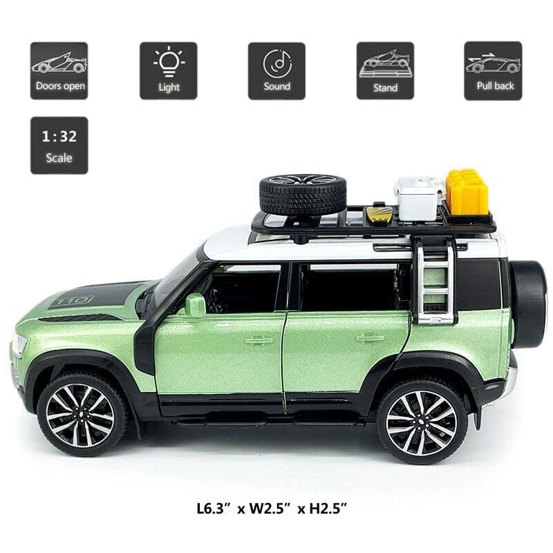 BIG SIZE DEFENDER CAMPING 1:24 DIECAST METAL PULLBACK TOY CAR WITH OPENABLE DOORS & LIGHT, MUSIC BOYS CAR FOR KIDS BEST TOYS GIFTS TOYS FOR KIDS [SIZE:-21CM*8.2CM*7.8CM]【 MULTICOLOR 】