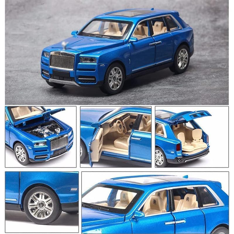 BIG SIZE ROLLS ROYCE CULLINAN 1:24 DIECAST METAL PULLBACK TOY CAR WITH OPENABLE DOORS & LIGHT, MUSIC BOYS CAR FOR KIDS BEST TOYS GIFTS TOYS FOR KIDS [SIZE:-20CM*8.5CM*7CM]【 MULTICOLOR 】