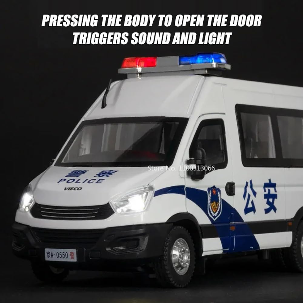 BIG SIZE POLICE VAN 1:24 DIECAST METAL PULLBACK TOY CAR WITH OPENABLE DOORS & LIGHT, MUSIC BOYS CAR FOR KIDS BEST TOYS GIFTS TOYS FOR KIDS [SIZE:-21CM*10CM*9CM]【 MULTICOLOR 】