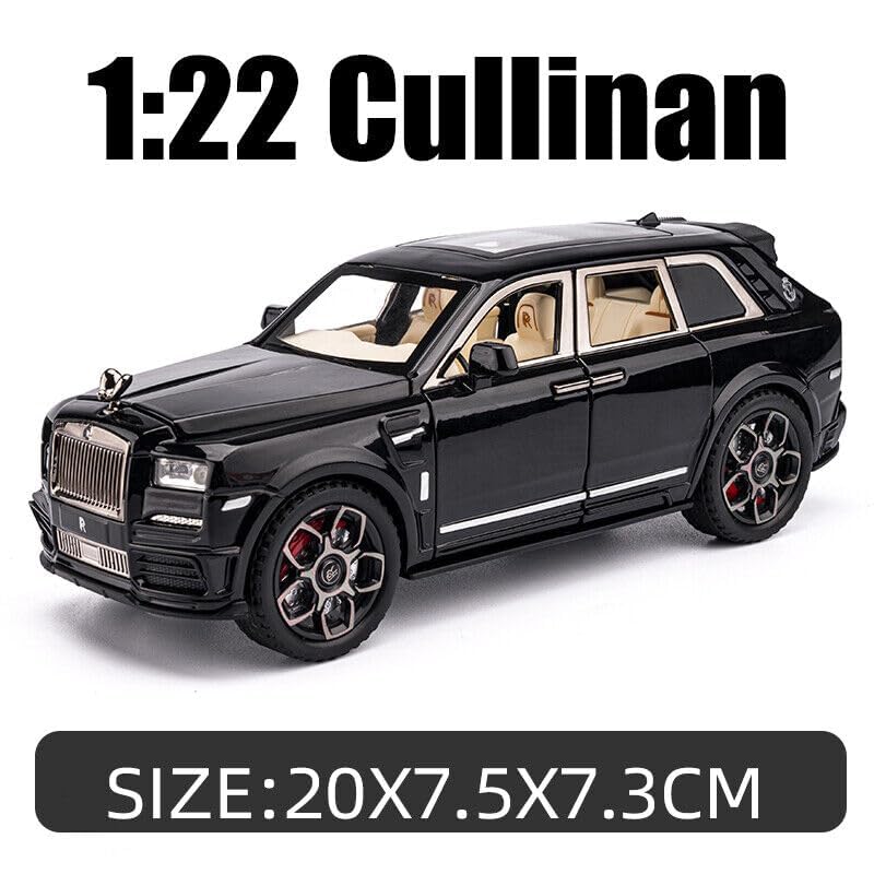 BIG SIZE ROLLS ROYCE CULLINAN 1:24 DIECAST METAL PULLBACK TOY CAR WITH OPENABLE DOORS & LIGHT, MUSIC BOYS CAR FOR KIDS BEST TOYS GIFTS TOYS FOR KIDS [SIZE:-21CM*8.5CM*5.5CM]【 MULTICOLOR 】