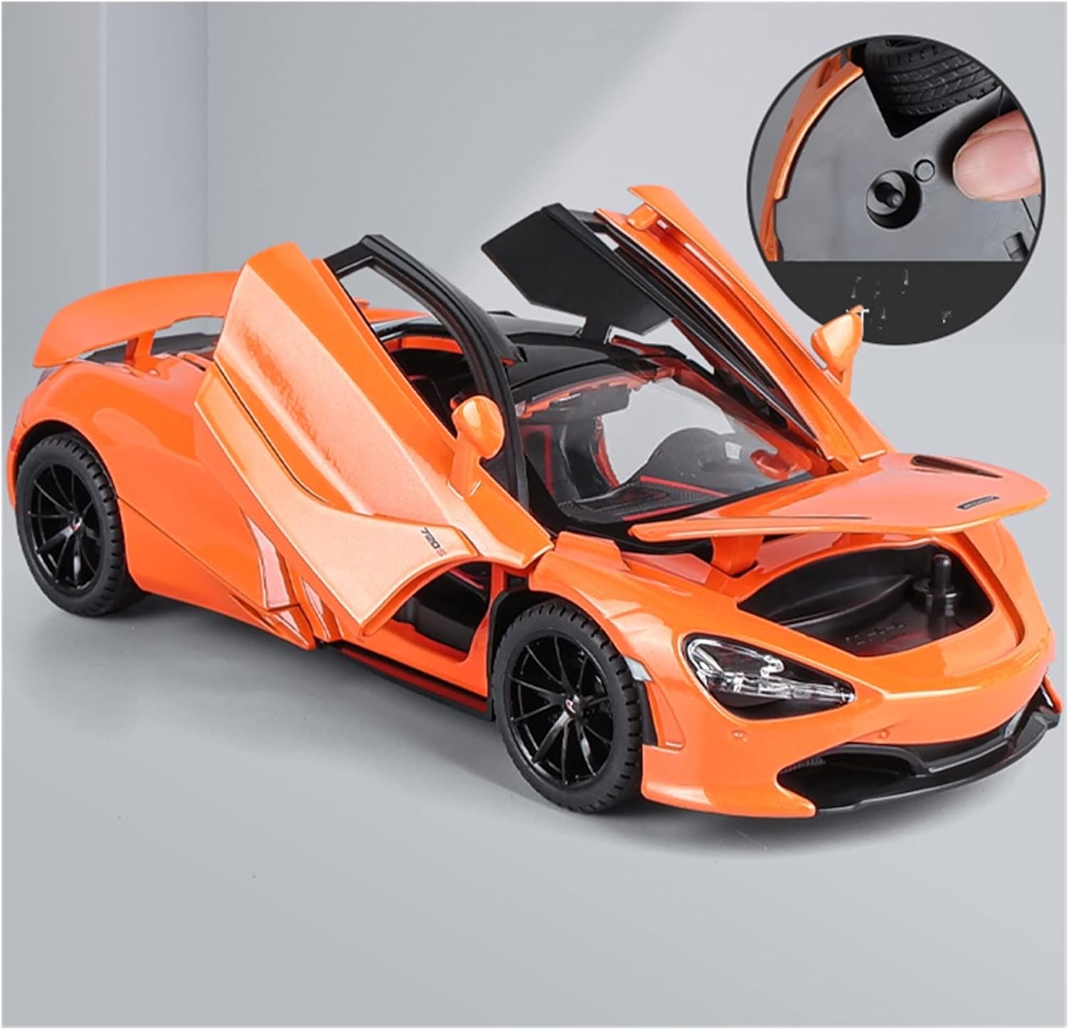 MC LAREN 1:24 DIECAST METAL PULLBACK TOY CAR WITH OPENABLE DOORS & LIGHT, MUSIC BOYS CAR FOR KIDS BEST TOYS GIFTS TOYS FOR KIDS [SIZE:-22CM*9CM*7CM]【 MULTICOLOR 】