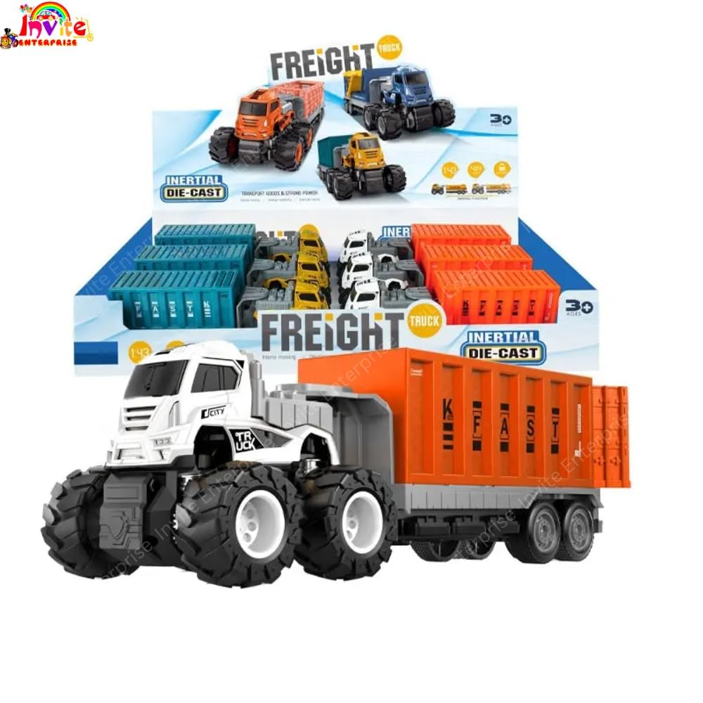 1:43 4WD Diecast Alloy Logistic-Transportation Big Truck Toys with Friction Powered Miniature Car Vehicle Toy for Kids, Boys and Girls (2 Color Truck = Sent Any 1 Truck)