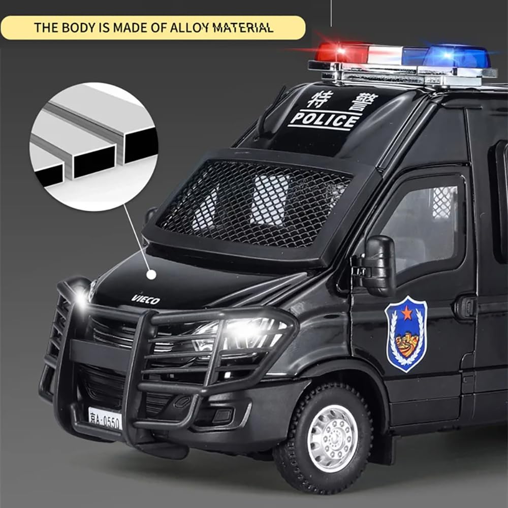 BIG SIZE POLICE VAN 1 24 DIECAST METAL PULLBACK TOY CAR WITH OPENABLE