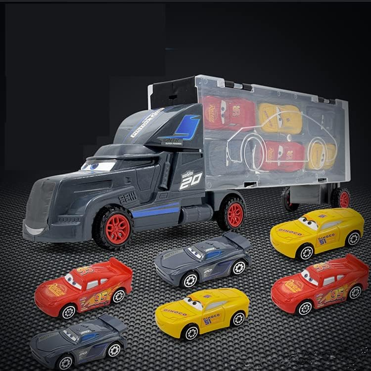 TOYS ALLOY CONTAINER TRUCK WITH MINI METAL CARS, TRANSPORT TRUCKS FOR KIDS1 TRUCK & 6 CARS,VEHICLE LEARNING GIFT TOYS FOR TODDLERS(MULTICOLOR, PACK OF: 1)