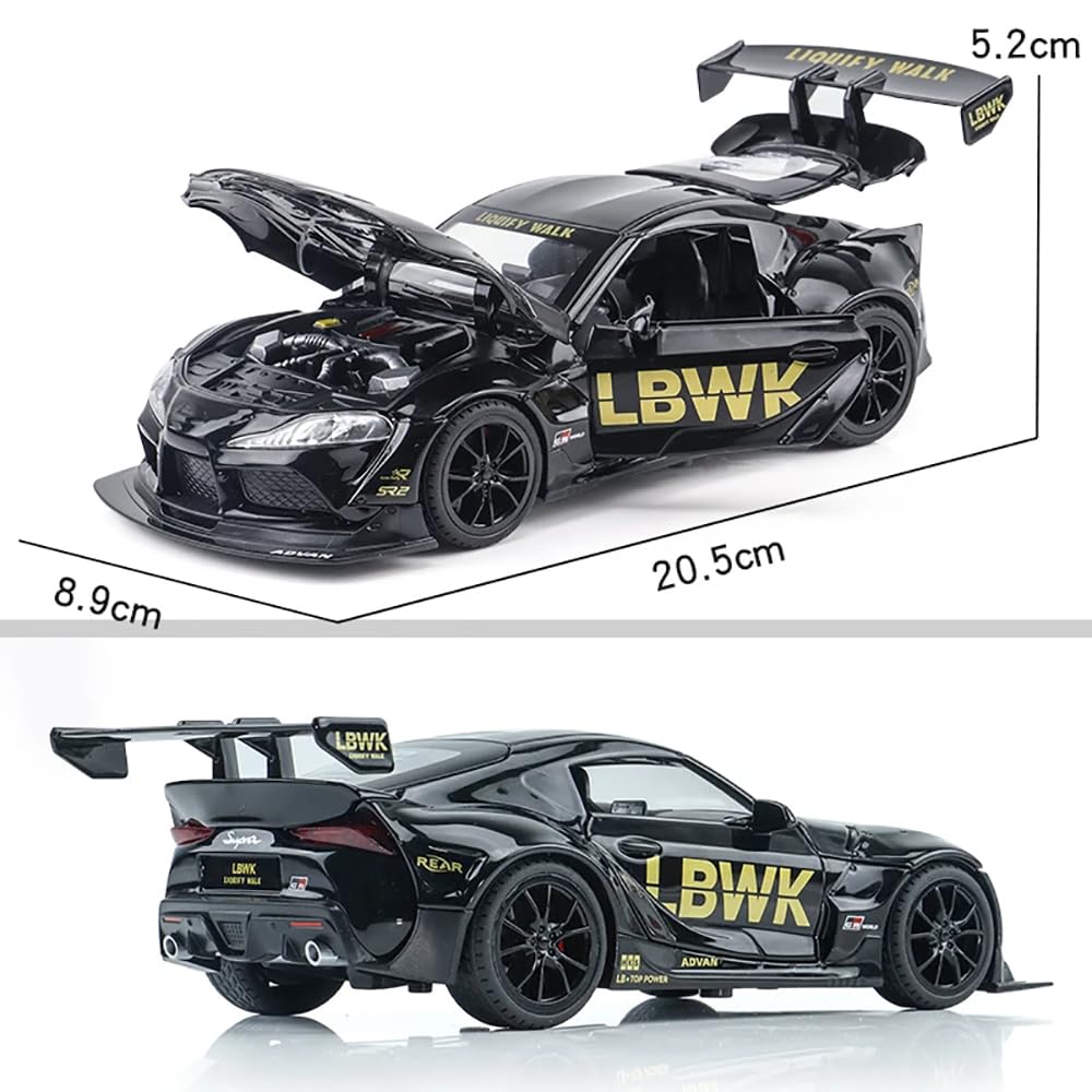 TOYOTA SUPRA GR LBWK 1:24 DIECAST METAL PULLBACK TOY CAR WITH OPENABLE DOORS & LIGHT, MUSIC BOYS CAR FOR KIDS BEST TOYS GIFTS TOYS FOR KIDS [SIZE:-22CM*9CM*7CM]【 MULTICOLOR 】