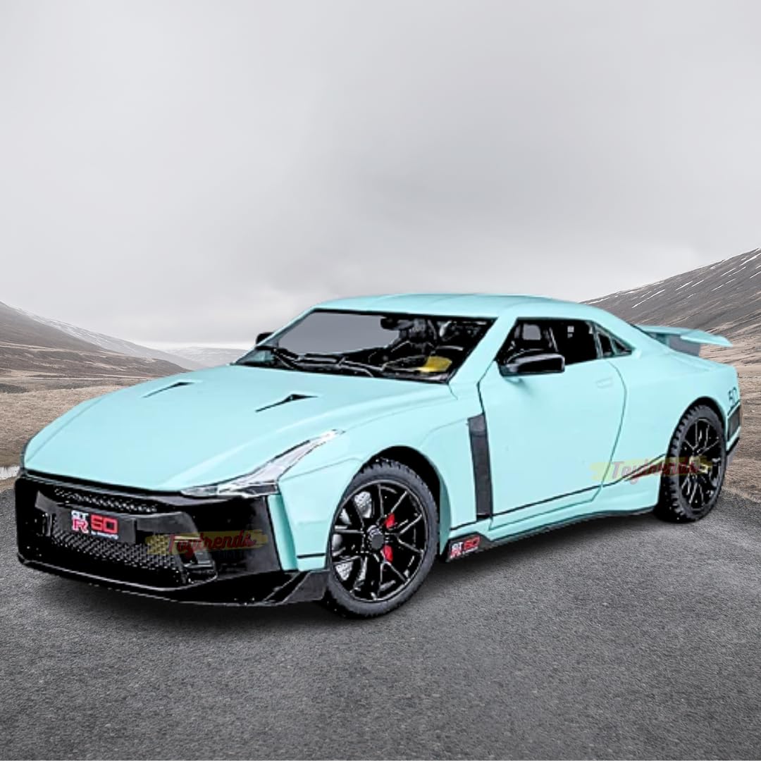 BIG SIZE NISSAN GTR-50 SPORT 1:24 DIECAST METAL PULLBACK TOY CAR WITH OPENABLE DOORS & LIGHT, MUSIC BOYS CAR FOR KIDS BEST TOYS GIFTS TOYS FOR KIDS [SIZE:-20.5CM*9.3CM*5.5CM]【 MULTICOLOR 】