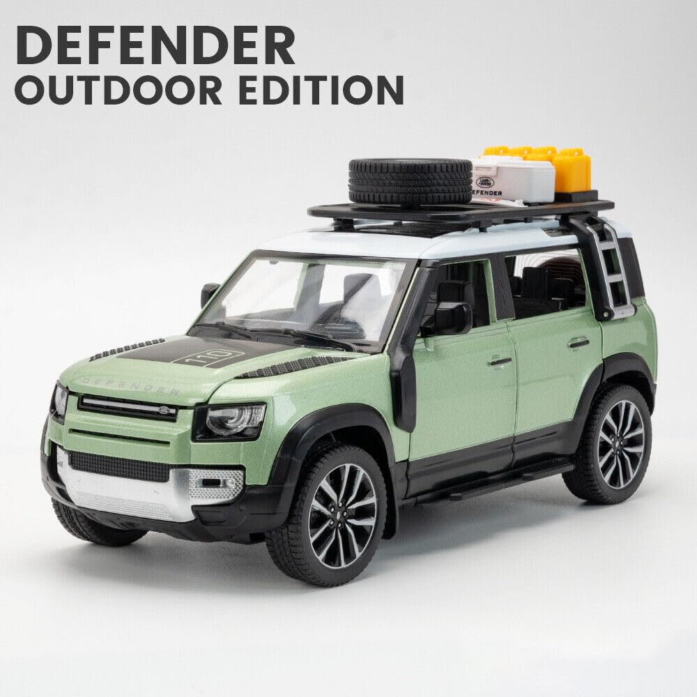 BIG SIZE DEFENDER CAMPING 1:24 DIECAST METAL PULLBACK TOY CAR WITH OPENABLE DOORS & LIGHT, MUSIC BOYS CAR FOR KIDS BEST TOYS GIFTS TOYS FOR KIDS [SIZE:-21CM*8.2CM*7.8CM]【 MULTICOLOR 】