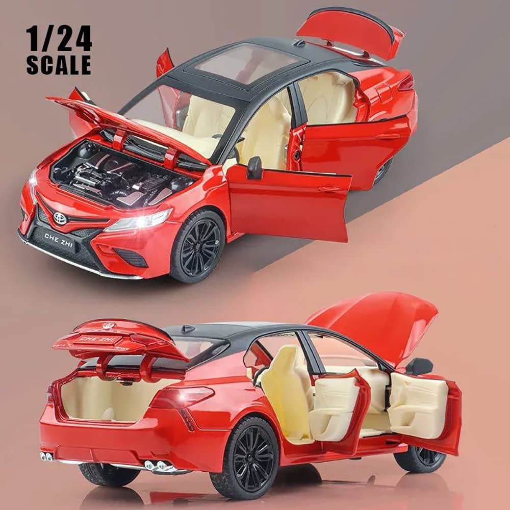 BIG SIZE TOYOTA CAMRRY 1:24 DIECAST METAL PULLBACK TOY CAR WITH OPENABLE DOORS & LIGHT, MUSIC BOYS CAR FOR KIDS BEST TOYS GIFTS TOYS FOR KIDS [SIZE:-20.5CM*9CM*6.2CM]【 MULTICOLOR 】