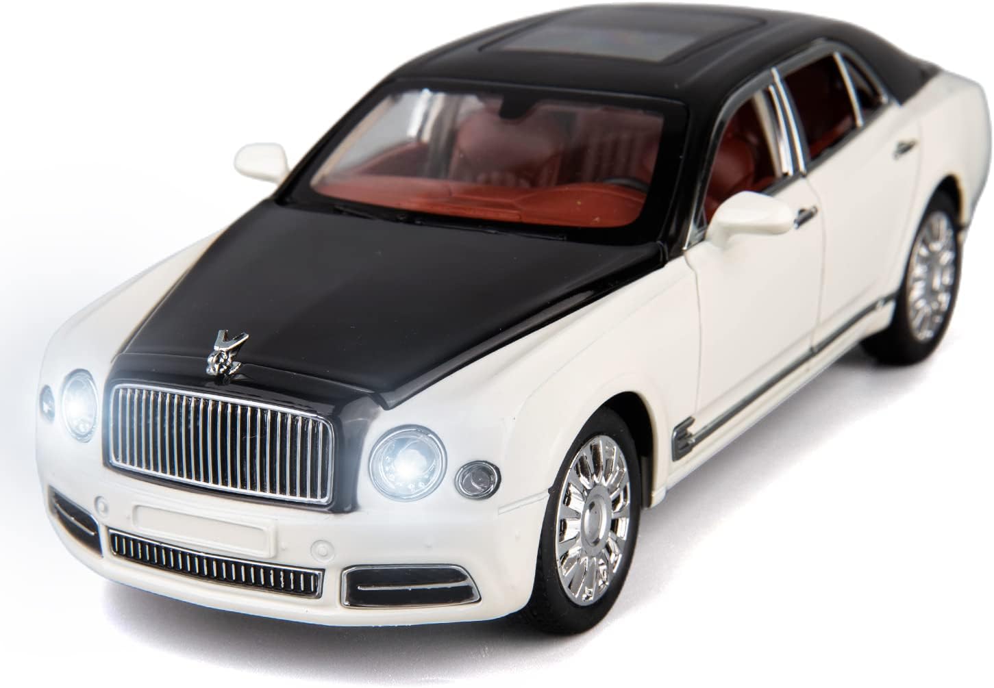 BIG SIZE BENTLEY MULSANNE 1:24 DIECAST METAL PULLBACK TOY CAR WITH OPENABLE DOORS & LIGHT, MUSIC BOYS CAR FOR KIDS BEST TOYS GIFTS TOYS FOR KIDS [SIZE:-21.8CM*6CM*5.5CM]【 MULTICOLOR 】