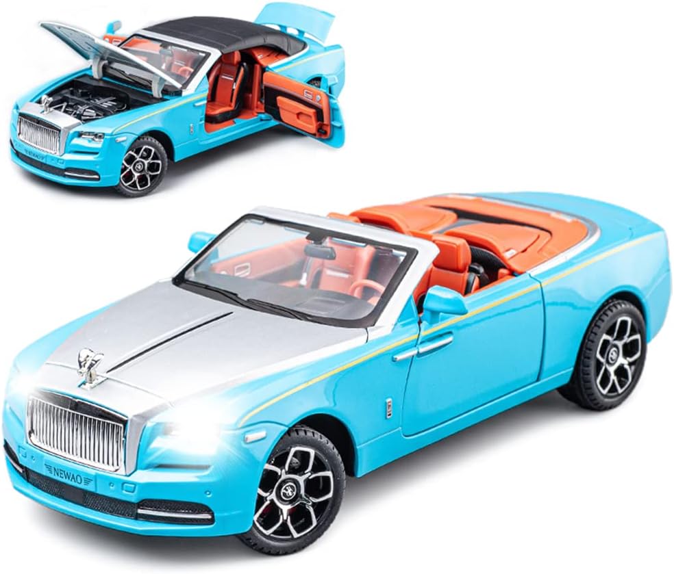 BIG SIZE ROLLS-ROYCE CONVERTIBLE SUPER SPORTS 1:24 DIECAST METAL PULLBACK TOY CAR WITH OPENABLE DOORS & LIGHT, MUSIC BOYS CAR FOR KIDS BEST TOYS GIFTS TOYS FOR KIDS [SIZE:-22.1CM* 8.2CM* 6.2CM]【 MULTICOLOR 】