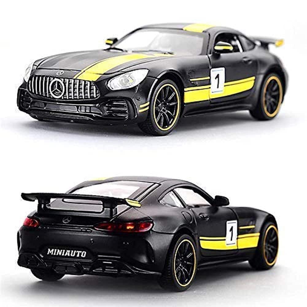 BIG SIZE MERCEDES BENZ AMG GTR 1:24 DIECAST METAL PULLBACK TOY CAR WITH OPENABLE DOORS & LIGHT, MUSIC BOYS CAR FOR KIDS BEST TOYS GIFTS TOYS FOR KIDS [SIZE:-21.5CM*8.7CM*6CM]【 MULTICOLOR 】