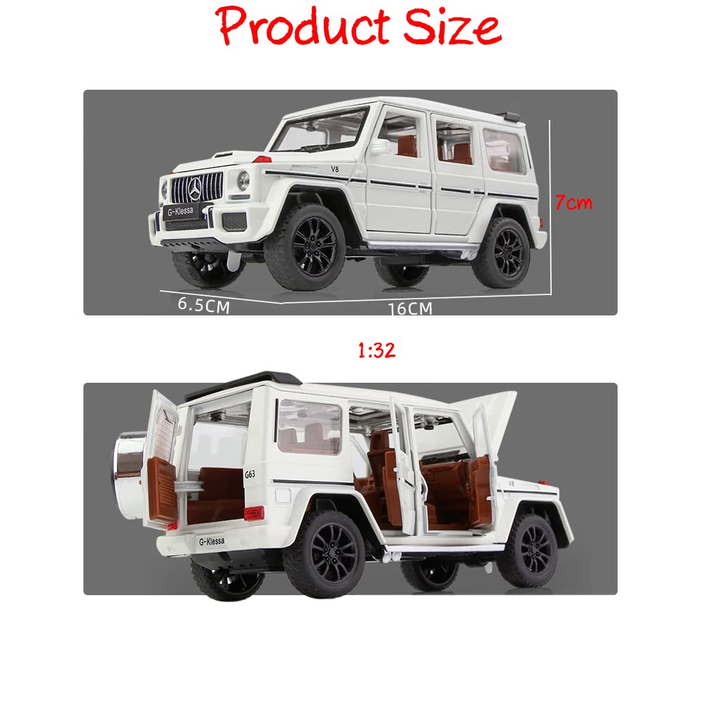 MERCEDES BENZ G-KLESSA G-63 1:32 DIECAST METAL PULLBACK TOY CAR WITH OPENABLE DOORS & LIGHT, MUSIC BOYS CAR FOR KIDS BEST TOYS GIFTS TOYS FOR KIDS [SIZE:-16.5CM*7CM*6.5CM]【 MULTICOLOR 】