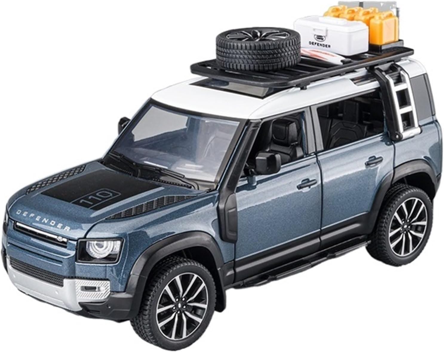 BIG SIZE LAND ROVER DEFENDER VEHICLE 1:24 DIECAST METAL PULLBACK TOY CAR WITH OPENABLE DOORS & LIGHT, MUSIC BOYS CAR FOR KIDS BEST TOYS GIFTS TOYS FOR KIDS [SIZE:-21CM*10CM*9CM]【 MULTICOLOR 】