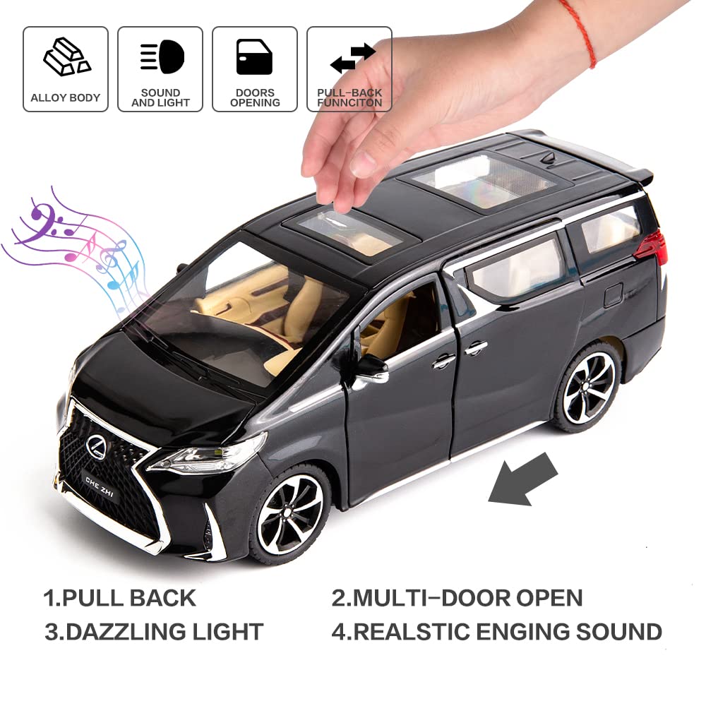 TOYOTA LEXUS LM300 1/32 DIECAST METAL PULLBACK TOY CAR WITH OPENABLE DOORS & LIGHT, MUSIC BOYS CAR FOR KIDS BEST TOYS GIFTS TOYS FOR KIDS [SIZE:-17.5CM*6CM*6CM]【 MULTICOLOR 】