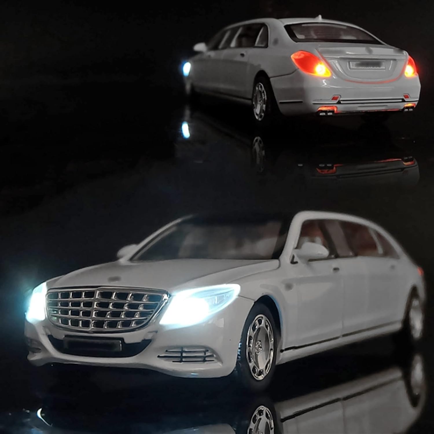 MERCEDES BENZ LONG 1:32 DIECAST METAL PULLBACK TOY CAR WITH OPENABLE DOORS & LIGHT, MUSIC BOYS CAR FOR KIDS BEST TOYS GIFTS TOYS FOR KIDS [SIZE:-21.7CM*7.4CM*5.4CM]【 MULTICOLOR 】