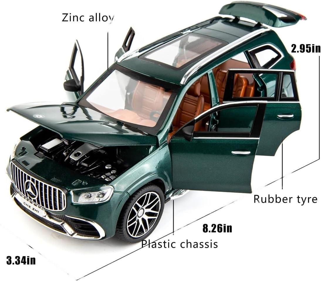 BIG SIZE MERCEDES BENZ GLS63 MAYBACH 1:24 DIECAST METAL PULLBACK TOY CAR WITH OPENABLE DOORS & LIGHT, MUSIC BOYS CAR FOR KIDS BEST TOYS GIFTS TOYS FOR KIDS [SIZE:-21CM*8.5CM*8CM]【 MULTICOLOR 】