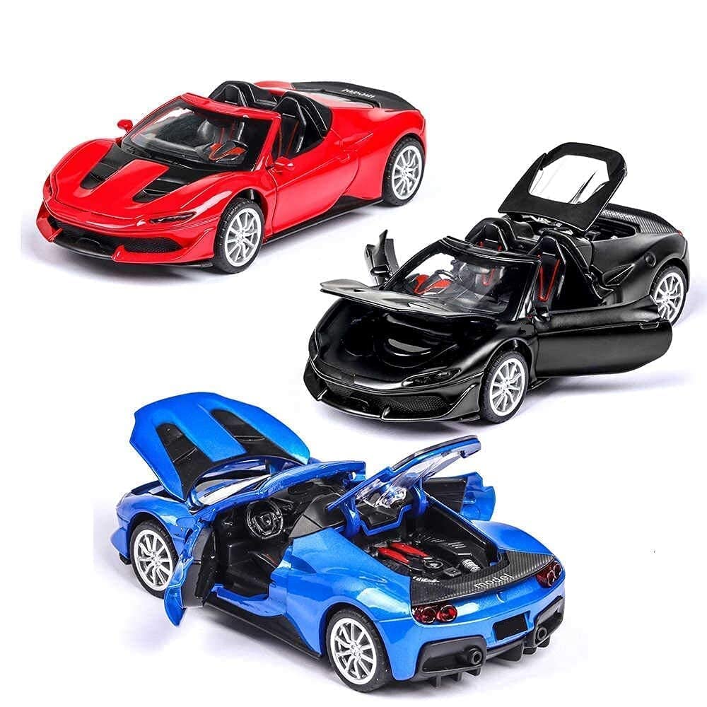 FERRARI J50 1:32 DIECAST METAL PULLBACK TOY CAR WITH OPENABLE DOORS & LIGHT, MUSIC BOYS CAR FOR KIDS BEST TOYS GIFTS TOYS FOR KIDS [SIZE:-16CM*6.5CM*4CM]【 MULTICOLOR 】