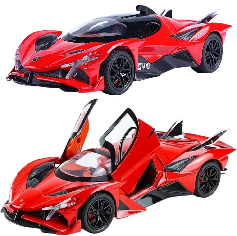 BIG SIZE APOLLO SPORT CAR EXCLUSIVE 1:24 DIECAST METAL PULLBACK TOY CAR WITH OPENABLE DOORS & LIGHT, MUSIC BOYS CAR FOR KIDS BEST TOYS GIFTS TOYS FOR KIDS [SIZE:-22CM*9CM*7CM]【 MULTICOLOR 】