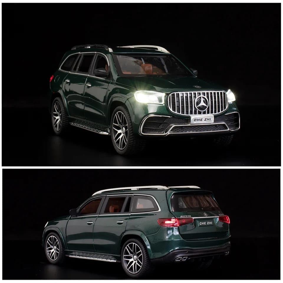 BIG SIZE MERCEDES BENZ GLS63 MAYBACH 1:24 DIECAST METAL PULLBACK TOY CAR WITH OPENABLE DOORS & LIGHT, MUSIC BOYS CAR FOR KIDS BEST TOYS GIFTS TOYS FOR KIDS [SIZE:-21CM*8.5CM*8CM]【 MULTICOLOR 】