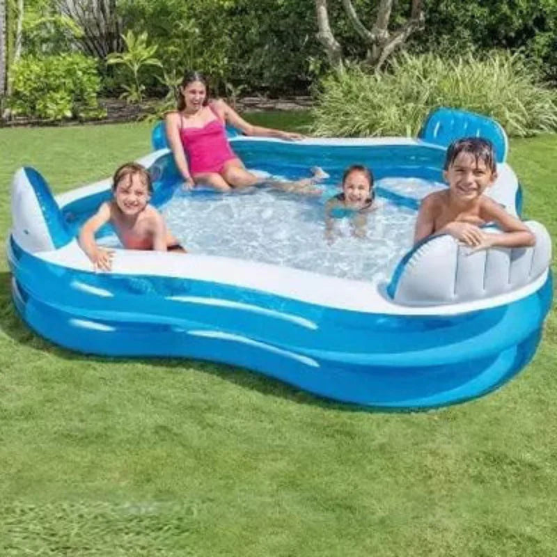 10 FT SITTING PORTABLE INFLATABLE & FOLDABLE SWIMMING POOL OUTDOOR & INDOOR WATER SWIMMING POOL FOR KIDS & ADULTS