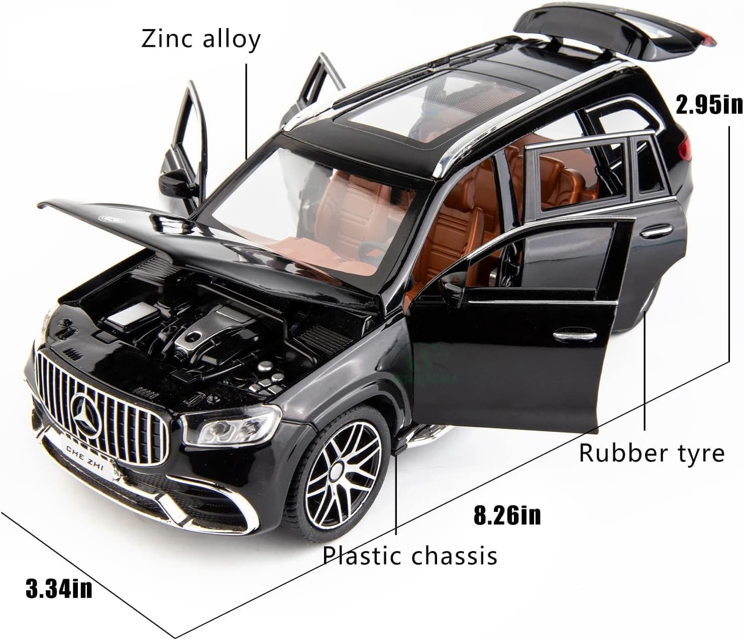 BIG SIZE MERCEDES BENZ GLS63 MAYBACH 1:24 DIECAST METAL PULLBACK TOY CAR WITH OPENABLE DOORS & LIGHT, MUSIC BOYS CAR FOR KIDS BEST TOYS GIFTS TOYS FOR KIDS [SIZE:-21CM*8.5CM*8CM]【 MULTICOLOR 】