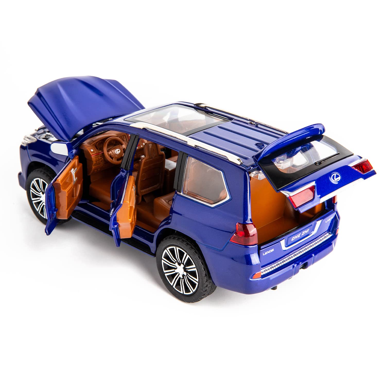 BIG SIZE LEXUS LX570 1:24 DIECAST METAL PULLBACK TOY CAR WITH OPENABLE DOORS & LIGHT, MUSIC BOYS CAR FOR KIDS BEST TOYS GIFTS TOYS FOR KIDS [SIZE:-21CM*9.5CM*8.4CM]【 MULTICOLOR 】