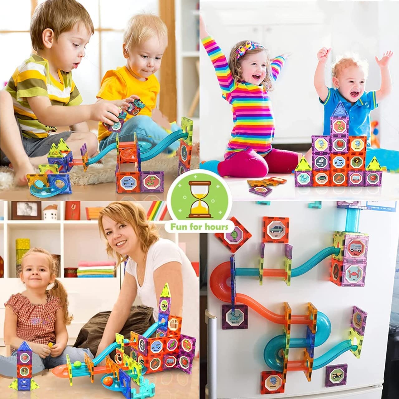 49Pcs Pcs Light Magnetic Tiles Large Building Blocks Steam Educational Marble Run Stem Toys Puzzle Great Learning Creativity & Brain Development (Light Magnetic Block 49 Pcs)