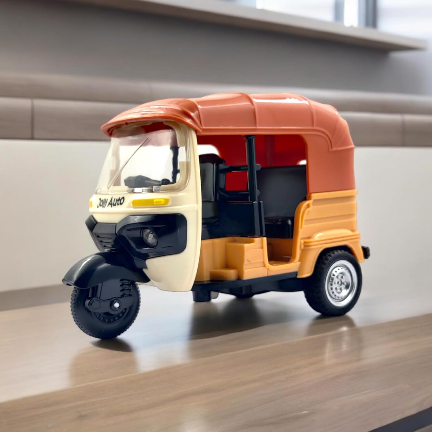 AUTO RICKSHAW TOY, WITH PULL BACK ACTION CITY TRAFFIC VEHICLES PUBLIC TRANSPORT TOY WITH LIGHT AND SOUND FOR AGED 3 4 5 6 BOYS AND GIRLS, KIDS PARTY FAVOURS GIFTS