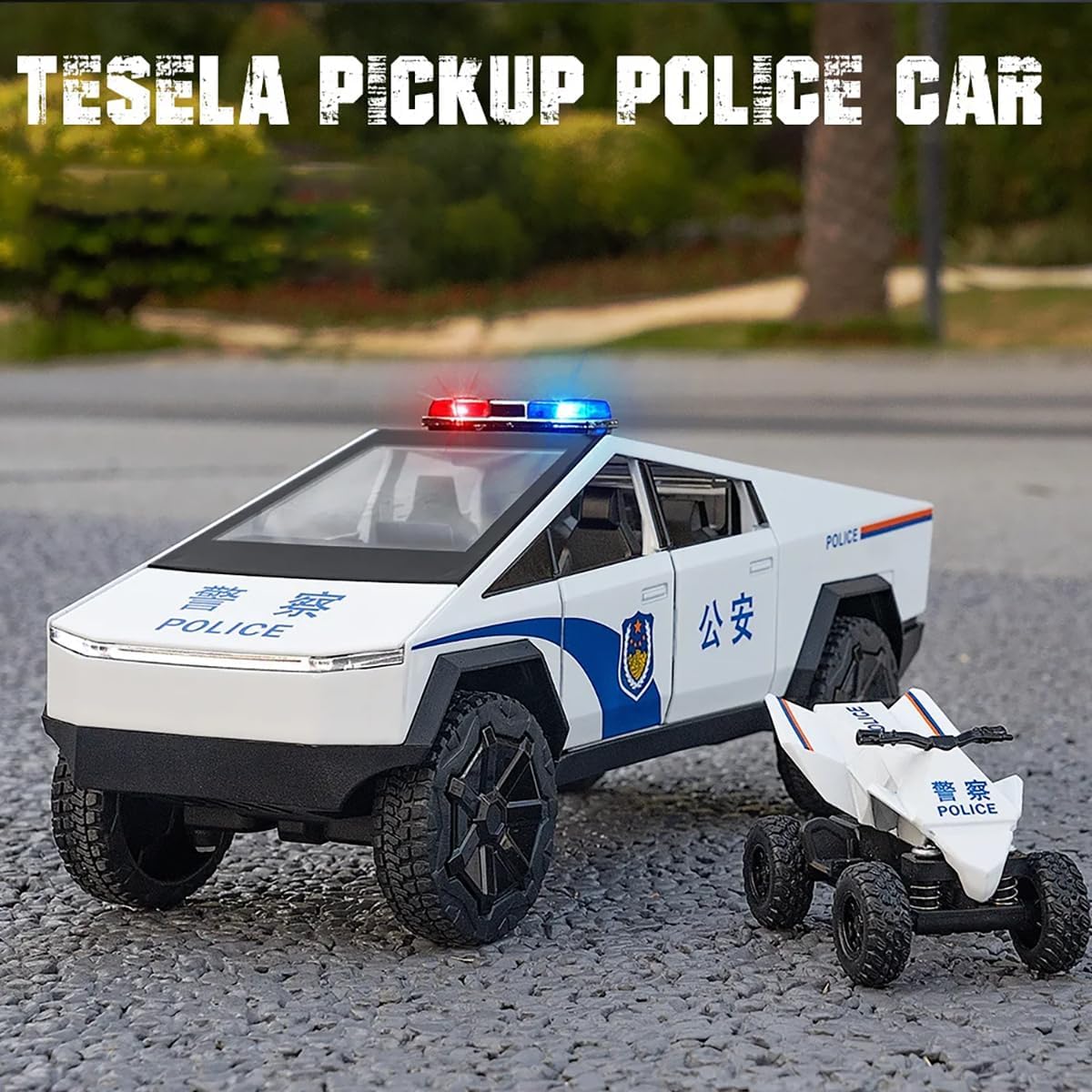 Tesla Cyber Police Truck Exclusive Scale Model Diecast Metalcar - All Size