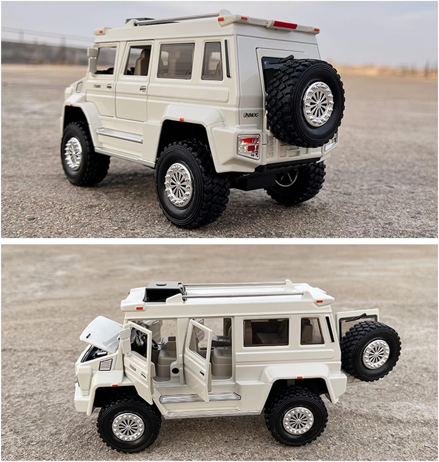 BIG SIZE MERCEDES-BENZ UNIMOG 1:24 DIECAST METAL PULLBACK TOY CAR WITH OPENABLE DOORS & LIGHT, MUSIC BOYS CAR FOR KIDS BEST TOYS GIFTS TOYS FOR KIDS [SIZE:-20CM*10CM*8.8CM]【 MULTICOLOR 】