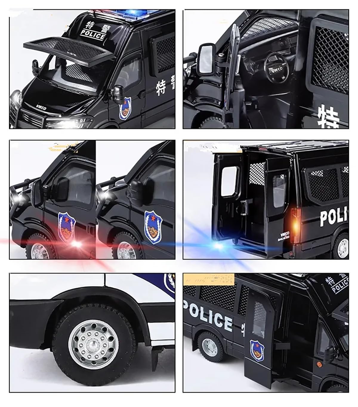 Police Van Scale Model Diecast Metalcar - All Size