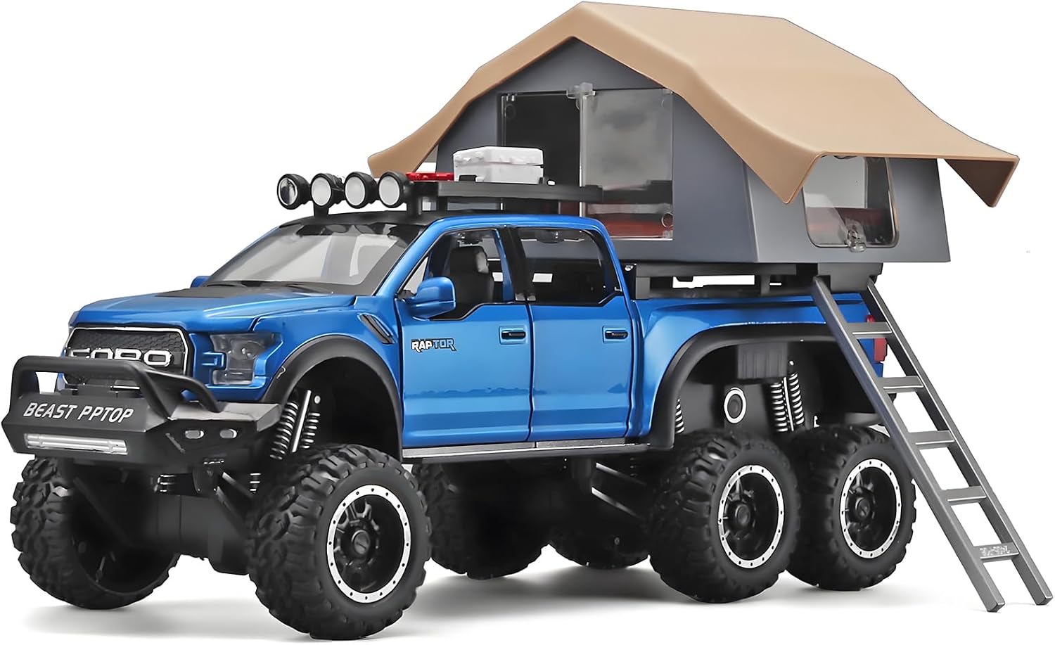 TRUCKS FOR KIDS F150 RAPTOR DIECAST TRUCKS, MODEL F150 PICKUP TRUCK WITH SIGHTSEEING CABIN, PULL BACK TRUCK TOYS WITH LIGHT AND SOUND [SIZE:-22CM*13.4CM*12.2CM]【 MULTICOLOR 】