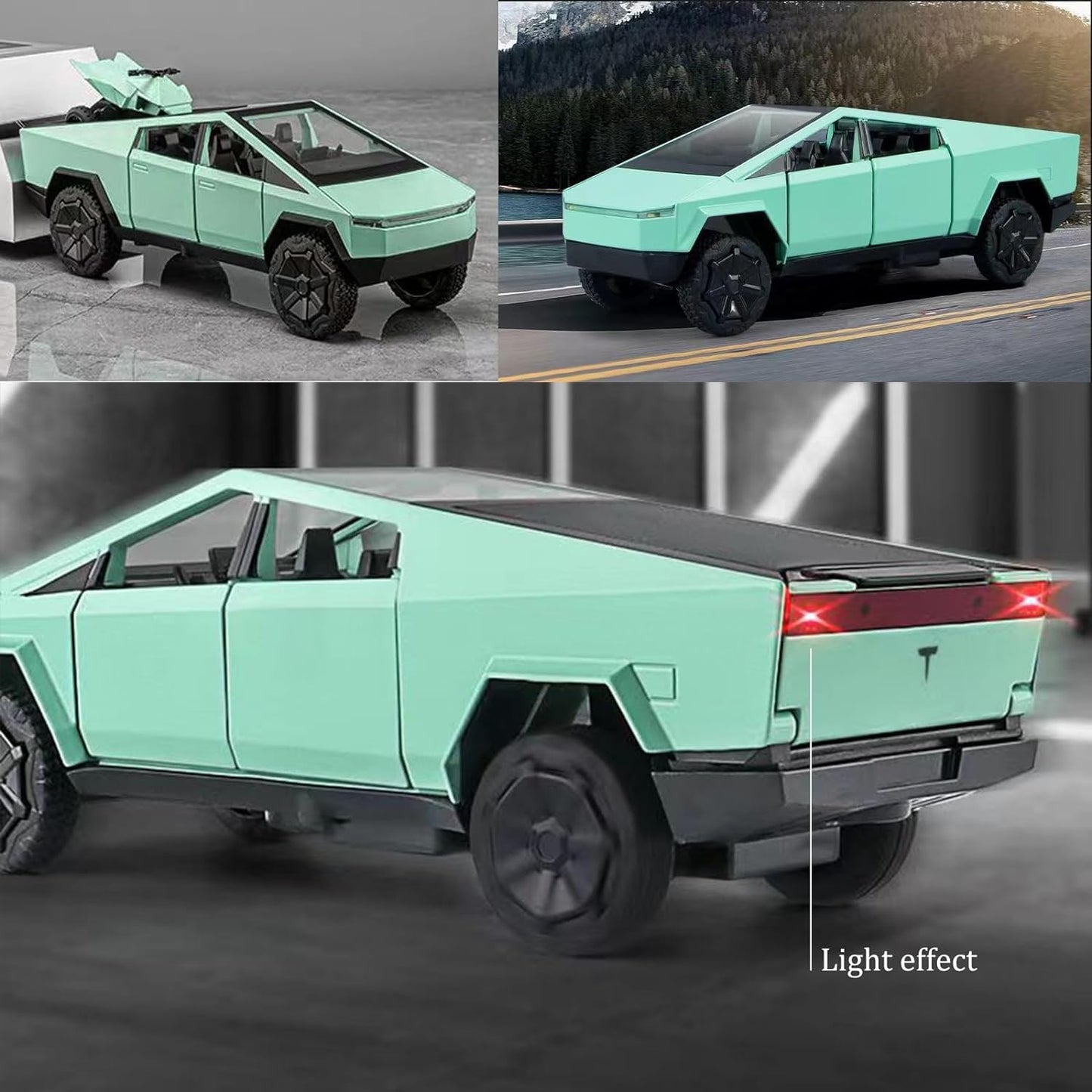 Tesla Cyber Truck Pick-up Trailer Camper Scale Model Diecast Metalcar - All Size