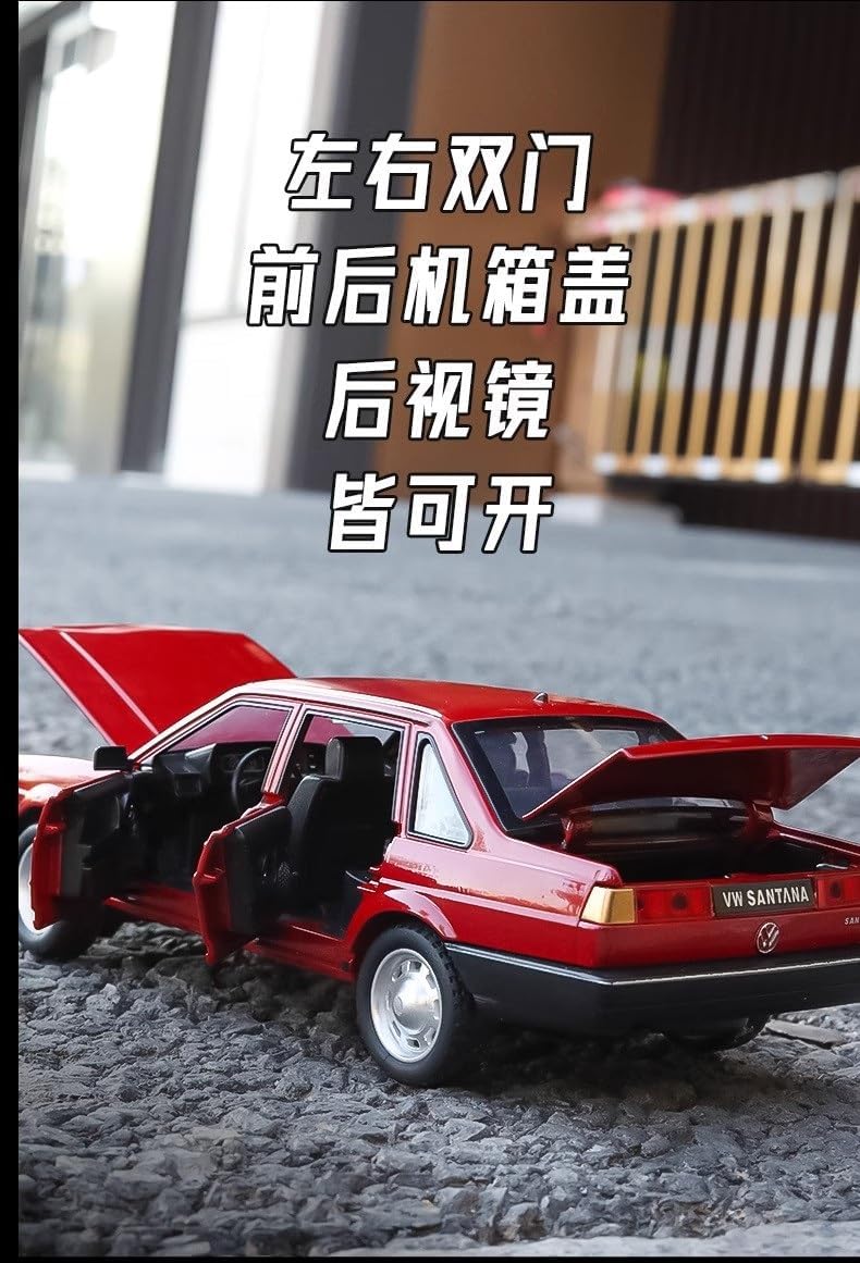 BIG SIZE VOLKSWAGEN SANTANA 1:24 DIECAST METAL PULLBACK TOY CAR WITH OPENABLE DOORS & LIGHT, MUSIC BOYS CAR FOR KIDS BEST TOYS GIFTS TOYS FOR KIDS [SIZE:-19CM*7.5CM*6CM]【 MULTICOLOR 】