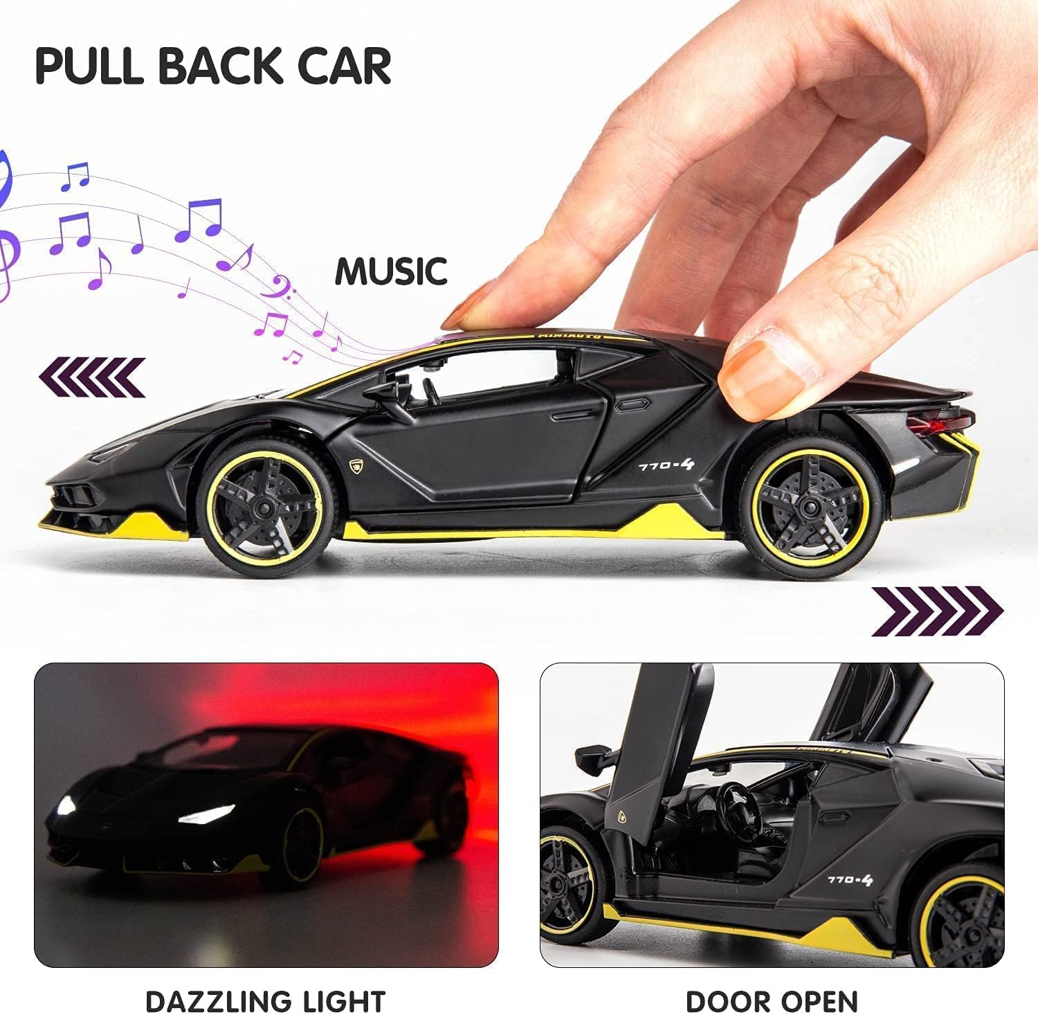 1:32 Scale Lamborghinii Die Cast Alloy Metal Car Model Pull Back Car For Children Toys Light & Sound(4 Color Design Available 1 Design Sending (Multicolor, Pack Of: 1)