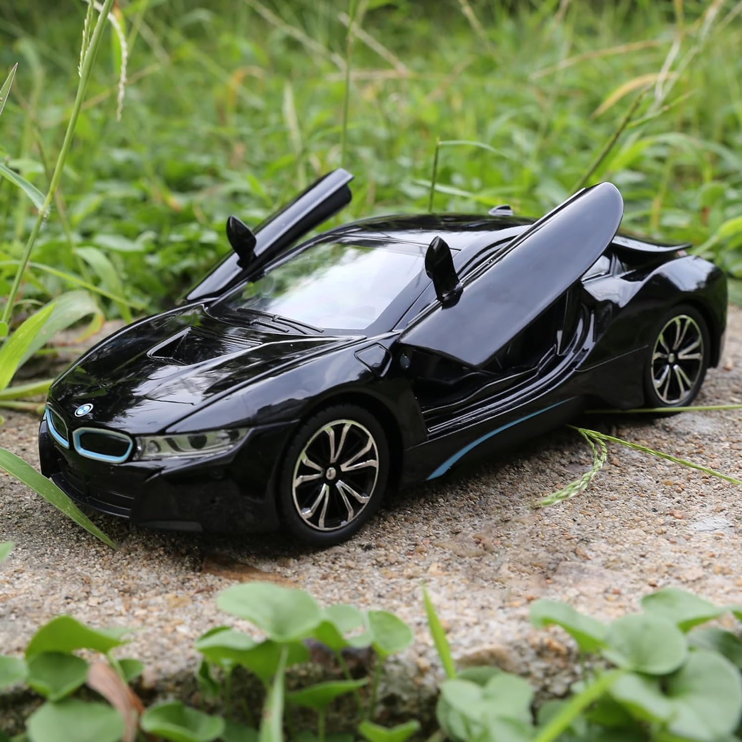 BIG SIZE COMPATIBLE FOR BMW I8 1:24 DIECAST METAL PULLBACK TOY CAR WITH OPENABLE DOORS & LIGHT, MUSIC BOYS CAR FOR KIDS BEST TOYS GIFTS TOYS FOR KIDS [SIZE:-21CM*7CM*6CM]【 MULTICOLOR 】