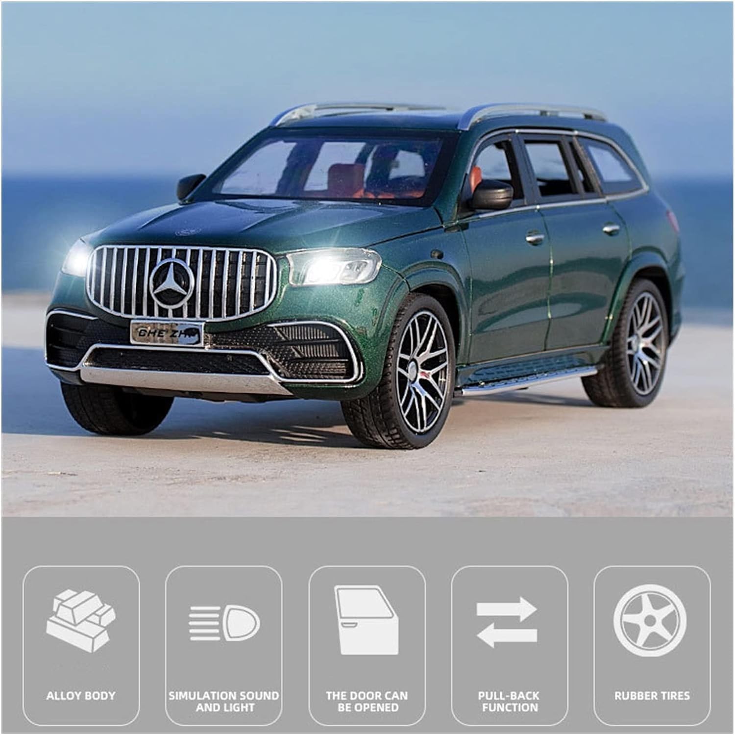 BIG SIZE MERCEDES BENZ GLS63 MAYBACH 1:24 DIECAST METAL PULLBACK TOY CAR WITH OPENABLE DOORS & LIGHT, MUSIC BOYS CAR FOR KIDS BEST TOYS GIFTS TOYS FOR KIDS [SIZE:-21CM*8.5CM*8CM]【 MULTICOLOR 】