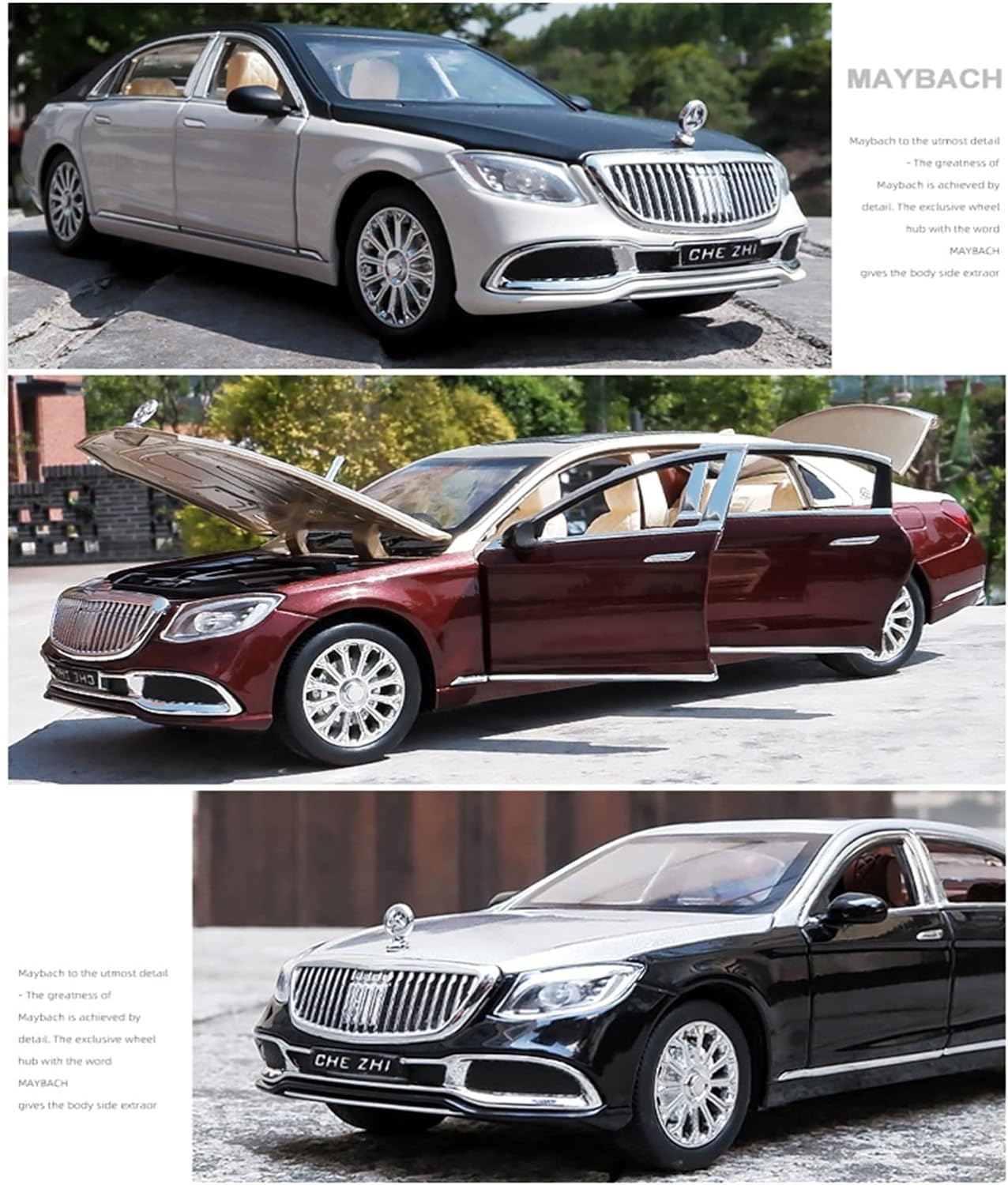 MERCEDES BENZ MAYBACH S600 1:24 DIECAST METAL PULLBACK TOY CAR WITH OPENABLE DOORS & LIGHT, MUSIC BOYS CAR FOR KIDS BEST TOYS GIFTS TOYS FOR KIDS [SIZE:-20.5CM*8CM*5.8CM]【 MULTICOLOR 】