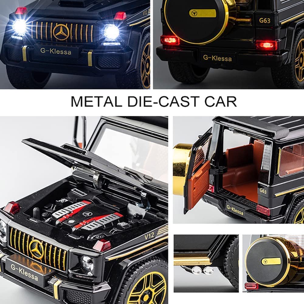 MERCEDES BENZ G-KLESSA G-63 1:32 DIECAST METAL PULLBACK TOY CAR WITH OPENABLE DOORS & LIGHT, MUSIC BOYS CAR FOR KIDS BEST TOYS GIFTS TOYS FOR KIDS [SIZE:-16.5CM*7CM*6.5CM]【 MULTICOLOR 】